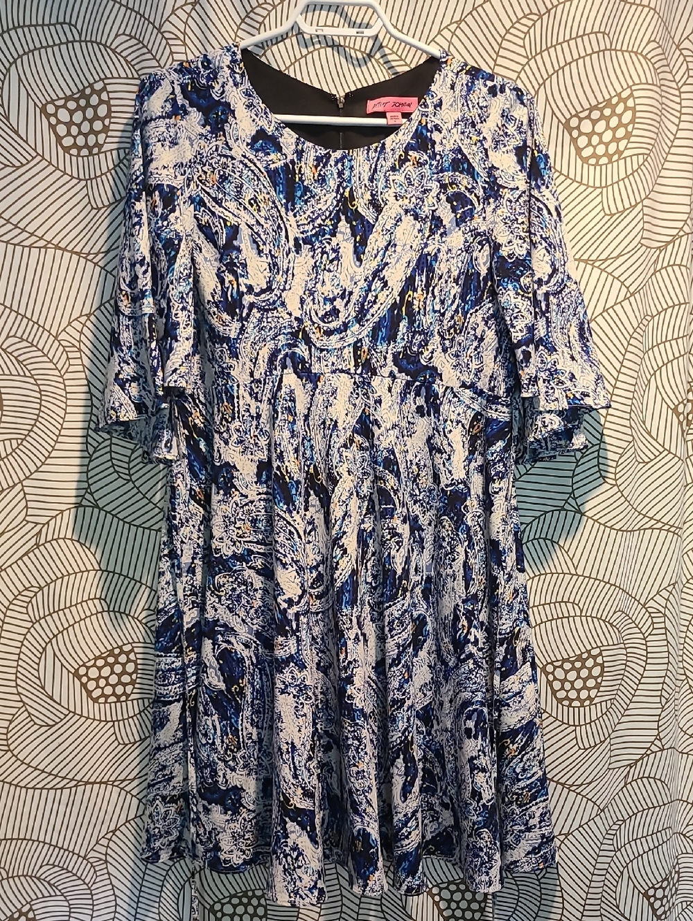 Betsey Johnson Flutter Sleeve Paisley Boho Dress
